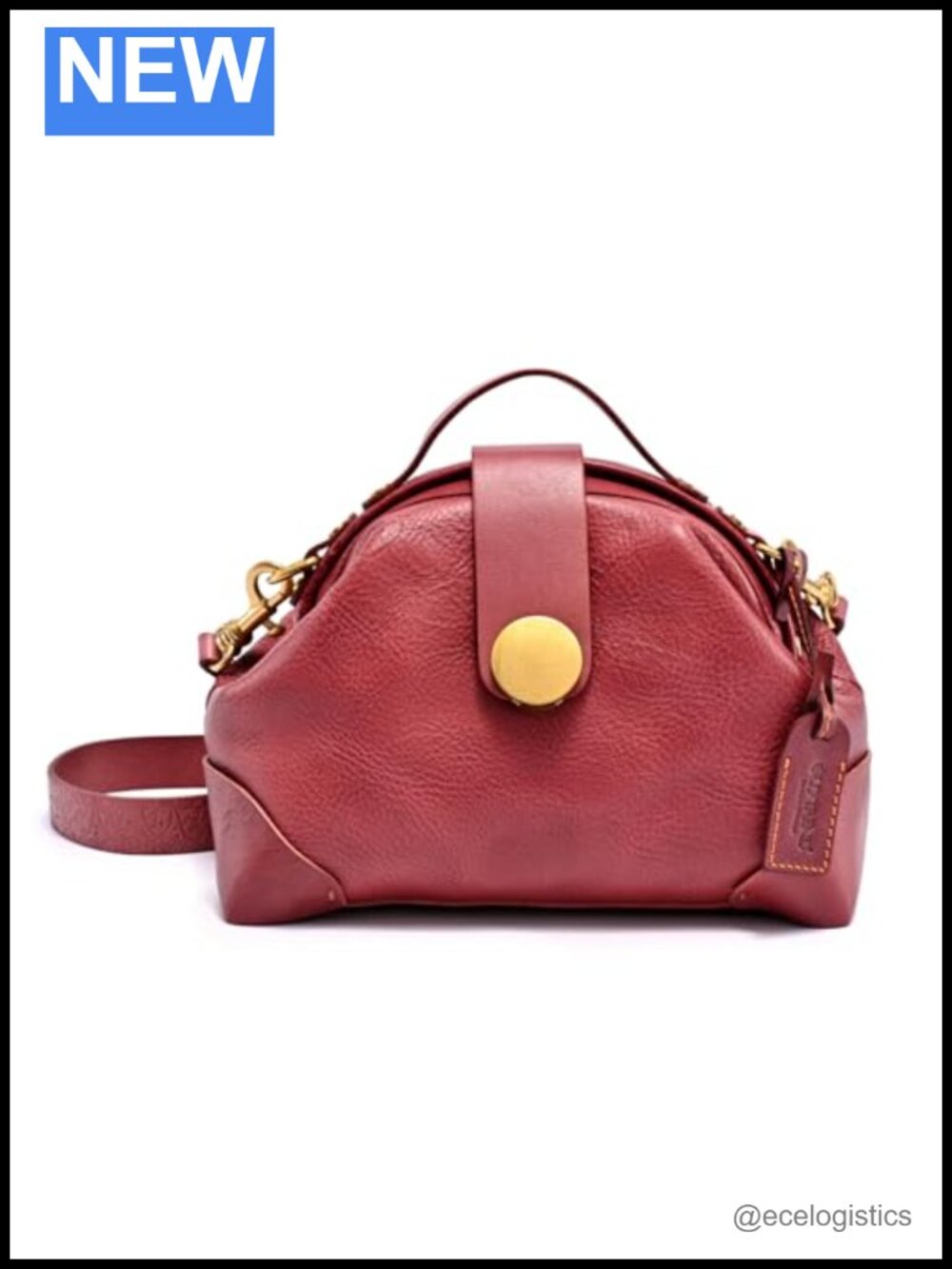 Genuine Leather Crossbody Handbag with Cotton Jacquard Lining